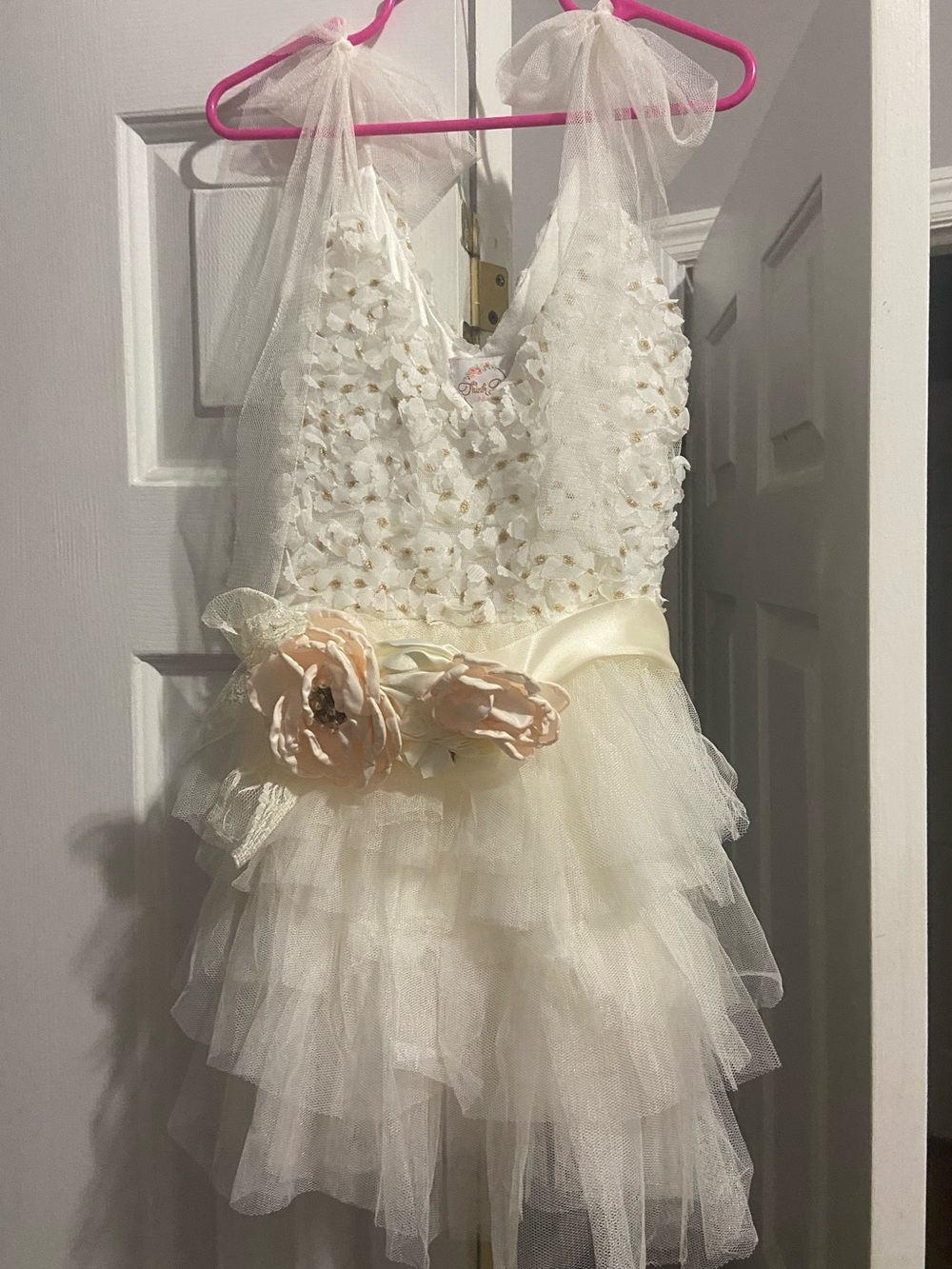 Flower Girl Size 5T Dress New Boutique Floral Sash Soft Tulle Wedding Formal